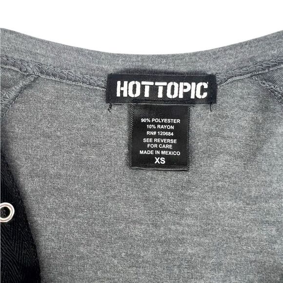 Hot Topic Dark Grey Lace Up Top XS - Picture 5 of 6